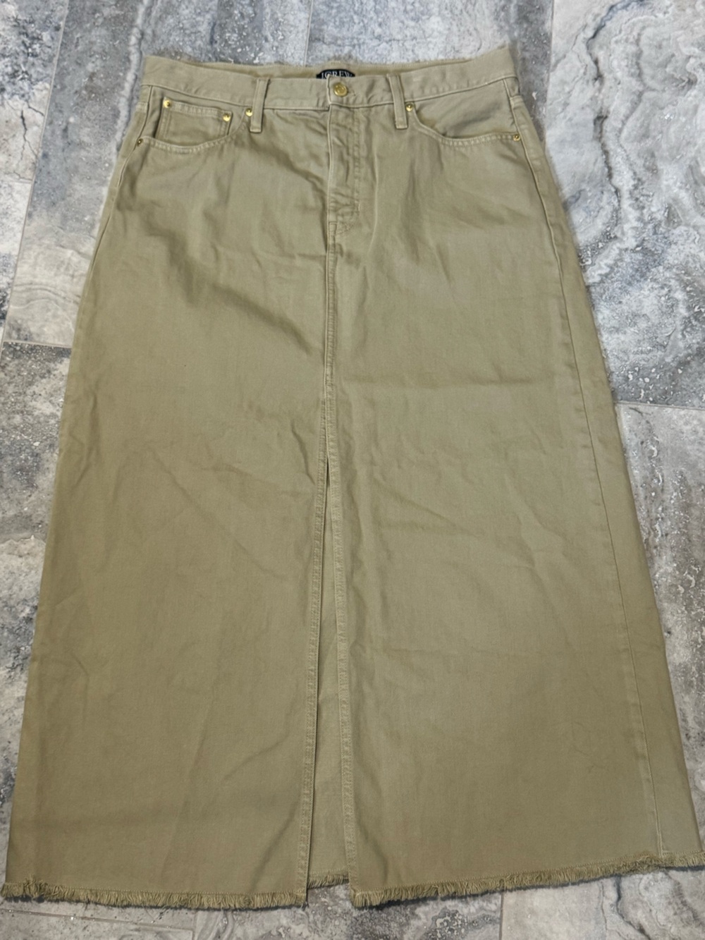 J. Crew Tan A-Line Maxi Skirt with Front Slit